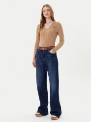 Polo Ralph Lauren Sweter 211971866002 Beżowy Slim Fit. Brązowe swetry Polo Ralph Lauren, l, bez wzorów, z wełny, bez ramiączek. Za 989.99 zł.