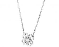 Naszyjnik z białego złota z diamentami - koniczyna - 0,02 ct - próba 375. Białe naszyjniki Apart, z diamentem, złote. Za 1,349.00 zł.