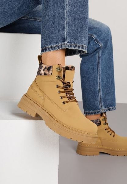 Brązowe Trapery ze Wstawkami we Wzór Vetiara. Brązowe trapery i śniegowce Renee, z dzianiny. Za 109.99 zł.