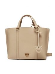 Pinko Torebka Carrie Shopper Classic AI 24-25 PLTT 102833 A1LF Beżowy. Brązowe shopper Pinko, bez wzorów, ze skóry, bez dodatków. Za 1,009.00 zł.