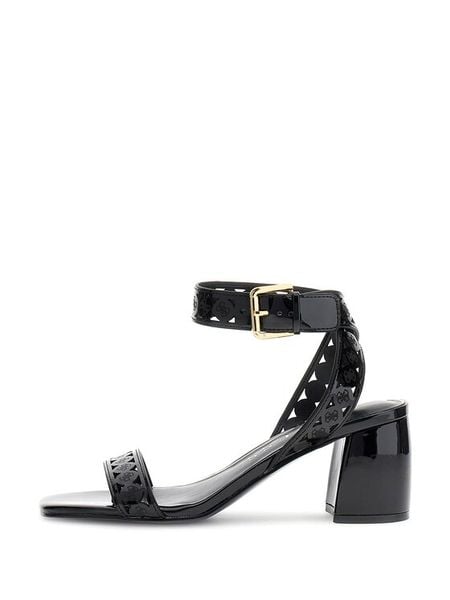 Guess Sandały FLJGST PAF03 Czarny. Czarne sandały Guess, z aplikacjami, ze skóry, bez obcasa, na słupku, bez zapięcia. Za 400.99 zł.