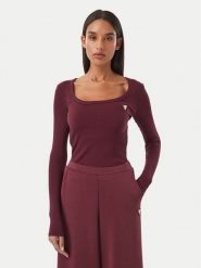 Guess Bluzka V4BP07 K8RT2 Bordowy Slim Fit. Czerwone bluzki Guess, l, z aplikacjami, z wiskozy, bez kołnierzyka, bez ramiączek. Za 194.99 zł.