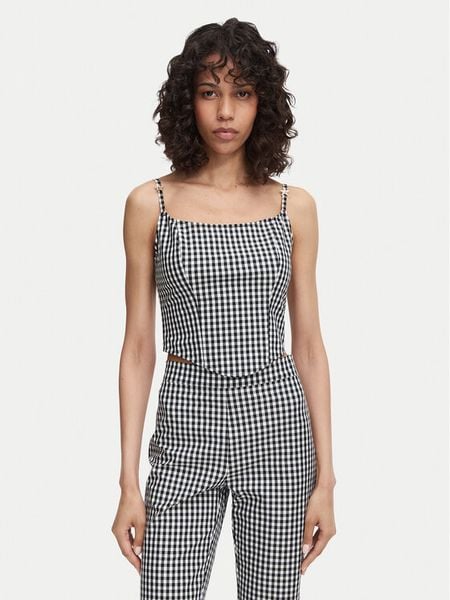 Guess Top W6YH94 W4487 Czarny Slim Fit. Czarne topy Guess, l, z aplikacjami, z bawełny, bez kołnierzyka, bez ramiączek. Za 235.99 zł.