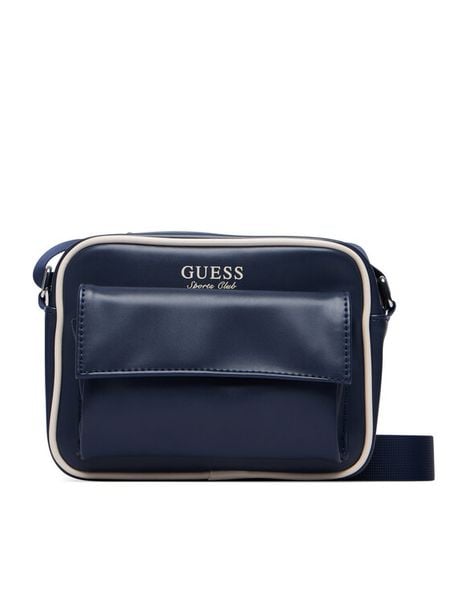 Guess Torebka V6YZ04 W3009 Granatowy. Niebieskie listonoszki Guess, z aplikacjami, ze skóry, bez dodatków. Za 264.99 zł.