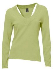 Heine Sweter w kolorze zielonym rozmiar: 38. Zielone swetry Heine, bez wzorów, z bawełny, bez ramiączek. Za 78.99 zł.