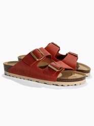 BACKSUN Klapki "Bali" w kolorze czerwonym rozmiar: 36. Czerwone klapki Backsun, bez wzorów, z materiału, z otwartym noskiem, bez obcasa. Za 173.99 zł.