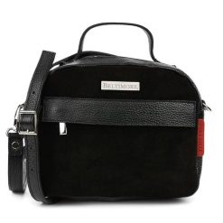 Kuferek czarny zamszowy Beltimore S80. Czarne torebki klasyczne bez wzorów, ze skóry, zamszowe, bez dodatków. Za 289.99 zł.