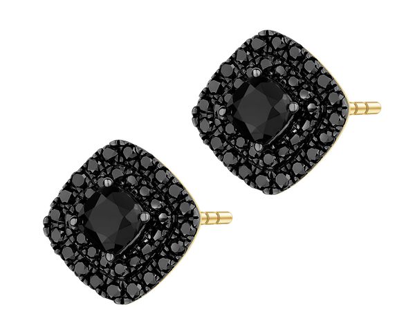 Kolczyki z żółtego złota z czarnymi brylantami i onyksami - próba 585. Czarne kolczyki Apart, z brylantem, złote. Za 3,990.00 zł.
