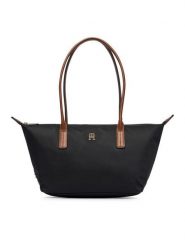 Tommy Hilfiger Torebka Popette East West Tote AW0AW19211 Czarny. Czarne shopper TOMMY HILFIGER, bez wzorów, z materiału, bez dodatków. Za 409.99 zł.