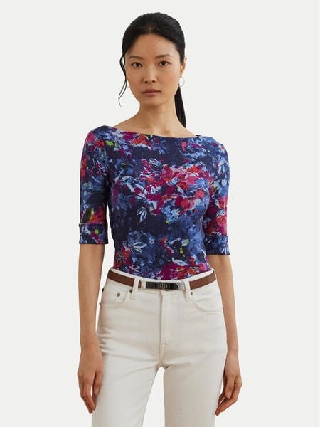 LAUREN RALPH LAUREN Bluzka 200971065001 Granatowy Slim Fit. Niebieskie bluzki Lauren Ralph Lauren, xl, bez wzorów, z bawełny, bez kołnierzyka, bez ramiączek. Za 219.99 zł.