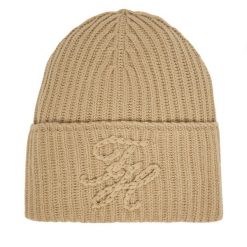 Czapka Tommy Hilfiger. Brązowe czapki TOMMY HILFIGER, bez wzorów. Za 299.99 zł.