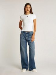 TOMMY JEANS Koszulka w kolorze białym rozmiar: XL. Białe bluzki Tommy Jeans, xl, bez wzorów, z jeansu, bez kołnierzyka, bez ramiączek. Za 114.44 zł.