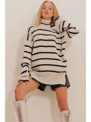 Trend Alacati Sweter w kolorze beżowym rozmiar: onesize. Brązowe golfy Trend Alacati, bez wzorów, bez ramiączek. Za 84.01 zł.