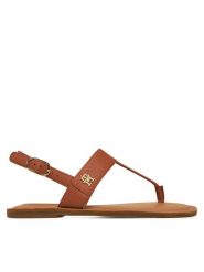 Tommy Hilfiger Sandały FW0FW08505 Brązowy. Brązowe sandały TOMMY HILFIGER, bez wzorów, ze skóry, bez obcasa, na płaskiej podeszwie, bez zapięcia. Za 309.99 zł.