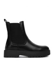 DeeZee Sztyblety 24ST0112-1 Czarny. Czarne botki DeeZee, bez wzorów, z materiału, bez obcasa, na płaskiej podeszwie, bez zapięcia. Za 179.99 zł.