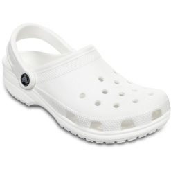 Japonki Crocs Classic. Białe klapki Crocs, bez wzorów, z materiału, bez obcasa. Za 290.00 zł.