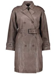 Apple of Eden Skórzany płaszcz w kolorze szarym rozmiar: 40. Szare płaszcze Apple of Eden, bez wzorów, ze skóry, bez kaptura. Za 551.65 zł.