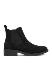 JENNY Botki CEO-13556-T06 Czarny. Czarne botki Jenny, bez wzorów, z materiału, bez obcasa, na płaskiej podeszwie, bez zapięcia. Za 149.99 zł.