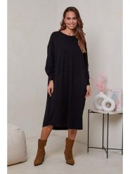 Soft Cashmere Sukienka dzianinowa w kolorze czarnym rozmiar: 38/40. Czarne sukienki Soft Cashmere, bez wzorów, z dzianiny, klasyczne, bez kołnierzyka, bez ramiączek, midi. Za 118.84 zł.