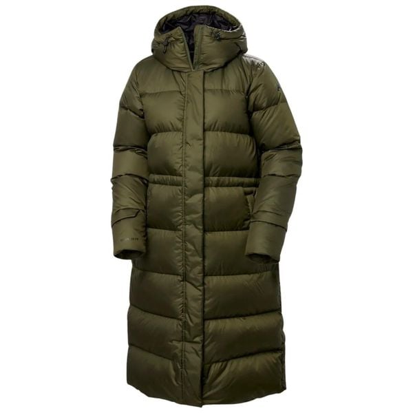Długi damski płaszcz puchowy Helly Hansen W Essence. Zielone płaszcze Helly Hansen, na zimę, s, bez wzorów, z poliamidu. Za 1,700.50 zł.