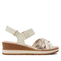 Sandały Caprice. Sandały Caprice, bez wzorów, bez obcasa, na koturnie, bez zapięcia. Za 219.99 zł.