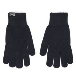 Rękawiczki EA7 Emporio Armani. Niebieskie rękawiczki EA7 Emporio Armani, bez wzorów, z dzianiny. Za 259.99 zł.