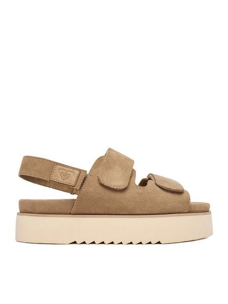 Roxy Sandały CWBEOB-HY22031-3 Beżowy. Brązowe sandały Roxy, bez wzorów, z materiału, bez obcasa, na płaskiej podeszwie, bez zapięcia. Za 179.99 zł.