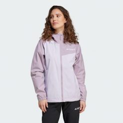 Kurtka Terrex Multi 2L RAIN.RDY. Czerwone kurtki sportowe Adidas, l, bez wzorów, z materiału, bez kaptura, trekkingowe. Za 410.99 zł.