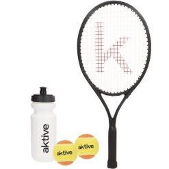 Aktive Zestaw startowy rakiet tenisowych z pilkami, bidonem i torba (230 gr). Czarne torby na ramię AKTIVE, bez wzorów, sportowe, na ramię, duże, bez dodatków. Za 139.05 zł.