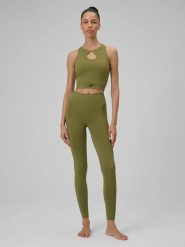 Damskie bezszwowe legginsy z wysokim stanem. Zielone legginsy 4f, l, bez wzorów, z elastanu, z podwyższonym stanem, na fitness i siłownię. Za 159.99 zł.