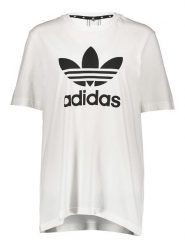 Adidas Koszulka "Trefoil" w kolorze białym rozmiar: S. Białe bluzki Adidas, s, bez wzorów, z bawełny, bez kołnierzyka, bez ramiączek. Za 53.04 zł.