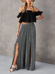 Milan Kiss Spodnie w kolorze czarno-kremowym rozmiar: M. Brązowe spodnie materiałowe Milan Kiss, m, bez wzorów, z materiału, z podwyższonym stanem. Za 130.99 zł.