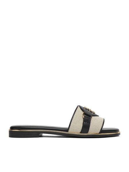 Nine West Klapki CEO-6165-32 Czarny. Czarne klapki Nine West, bez wzorów, z materiału, bez obcasa. Za 159.99 zł.