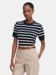 Tommy Hilfiger Sweter Cable Mid WW0WW38744 Granatowy Regular Fit. Niebieskie swetry TOMMY HILFIGER, xl, bez wzorów, z bawełny, bez ramiączek. Za 489.99 zł.