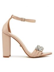 DeeZee Sandały F0812-4 Beżowy. Brązowe sandały DeeZee, bez wzorów, z materiału, bez obcasa, na słupku, bez zapięcia. Za 159.99 zł.