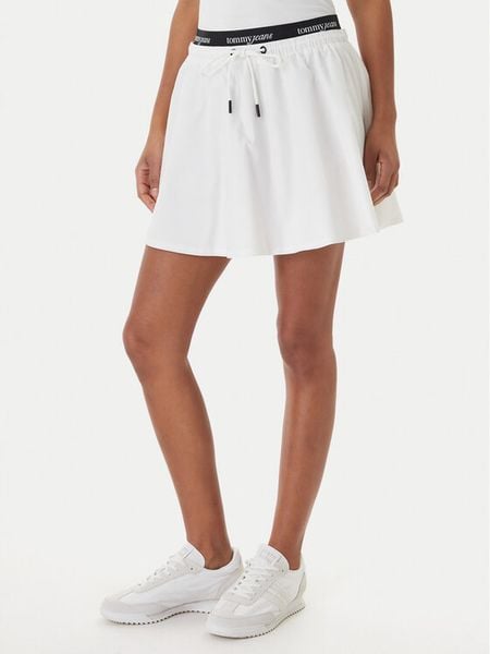 Tommy Jeans Spódnica mini DW0DW22299 Biały Regular Fit. Białe spódnice Tommy Jeans, xs, bez wzorów, z bawełny, mini. Za 241.99 zł.