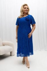 Szafirowa sukienka Dorisse Koronka MIDI rozkloszowana koronkowa na podszewce PLUS SIZE XXL OVERSIZE WIOSNA. Niebieskie sukienki Moda Size Plus Iwanek, na imprezę, na wiosnę, l, bez wzorów, z elastanu, eleganckie, bez kołnierzyka, plus size, bez ramiączek, midi, oversize. Za 359.90 zł.