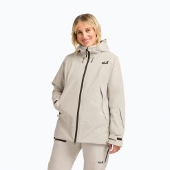 Kurtka narciarska damska Jack Wolfskin Flowline Pro 2L Ins. Brązowe kurtki narciarskie Jack Wolfskin, l, bez wzorów, z materiału, bez kaptura, narciarskie. Za 1,059.00 zł.