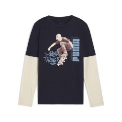 Młodzieżowa warstwowa koszulka MID90s z długim rękawem PUMA New Navy Blue. Niebieskia bluzki Puma, m, bez wzorów, młodzieżowe, bez kołnierzyka, bez ramiączek. Za 129.00 zł.