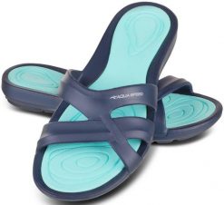 Klapki basenowe damskie PANAMA. Zielone klapki Aqua-Speed, bez wzorów, z materiału, bez obcasa. Za 54.90 zł.
