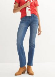 Dżinsy Bootcut Mid Waist, ze stretchem. Niebieskie jeansy bonprix, bez wzorów. Za 109.99 zł.