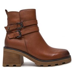 Botki Caprice. Brązowe botki Caprice, bez wzorów, bez obcasa, na słupku, bez zapięcia. Za 519.99 zł.