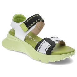 Zielone Sandały Hispanitas Wygodne Obuwie Damskie. Zielone sandały Hispanitas, bez wzorów, ze skóry, bez obcasa, bez zapięcia. Za 429.00 zł.