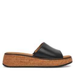 Klapki Gabor. Czarne klapki Gabor, bez wzorów, bez obcasa. Za 379.99 zł.