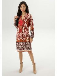 Aniston Sukienka w kolorze beżowo-jasnobrązowym rozmiar: 40. Brązowe sukienki Aniston, na co dzień, bez wzorów, z wiskozy, bez kołnierzyka, bez ramiączek, midi, proste. Za 104.99 zł.