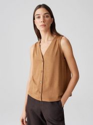 OPUS Top w kolorze jasnobrązowym rozmiar: 44. Brązowe topy Opus, bez wzorów, bez kołnierzyka, bez ramiączek. Za 100.99 zł.