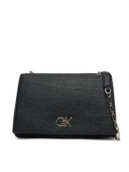 Calvin Klein Torebka Ck Medium Conv Chain Bag_Tex K60K613177 Czarny. Czarne torebki klasyczne Calvin Klein, bez wzorów, ze skóry, bez dodatków. Za 349.99 zł.