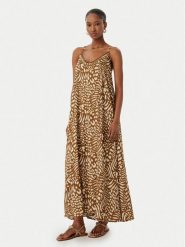 LOLA CASADEMUNT Sukienka letnia LS2616019 Brązowy Regular Fit. Brązowe sukienki LOLA CASADEMUNT, na lato, xs, bez wzorów, bez kołnierzyka, bez ramiączek. Za 459.99 zł.