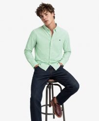 Superdry Koszula Preppy Oxford z długim rękawem - Organic Cotton, Miętowy pasek. Zielone koszule Superdry, xl, bez wzorów, z bawełny, eleganckie, bez kołnierzyka, bez ramiączek. Za 281.95 zł.