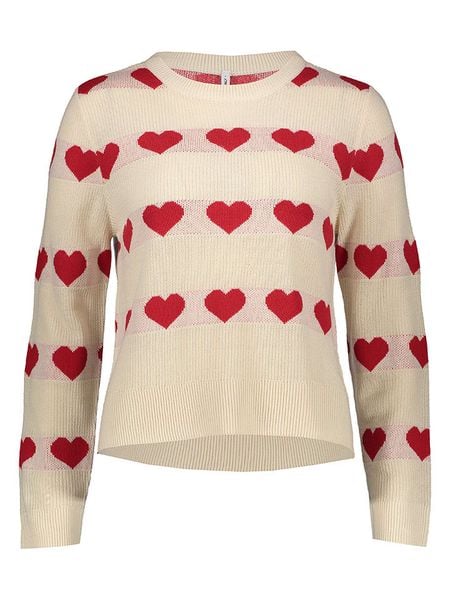 ONLY Sweter w kolorze beżowo-czerwonym rozmiar: L. Brązowe swetry Only, l, bez wzorów, bez ramiączek. Za 76.39 zł.